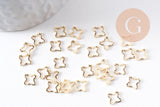 Connecteur croix laiton doré strié 24K 7.5mm, x10 (G10372)