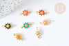 Connecteur fleur émaillée multicolore laiton doré 13mm, création de bijoux fantaisie marguerite,x1 G7384