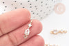 Connecteur goutte et rond laiton doré zircons 17mm, pendentif cristal création bijoux, x1 (G8075)