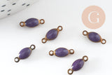 Connecteur ovale laiton brut émail violet 10.5mm, x10 (G8045)