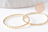 Connecteur rond strié en laiton doré 24K 20mm, x5 (G10388)