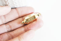 Connecteur tube talisman laiton doré 18K émaillé 37.5mm, x1 (G3540)