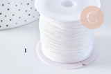 Bobine de cordon polyester métallisé blanc irisé 0.8mm pour bijoux DIY.