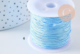Cordón Azul Metalizado 4 tonos poliéster 0,8mm, cordón metálico para joyería, x1 metro (G10505)