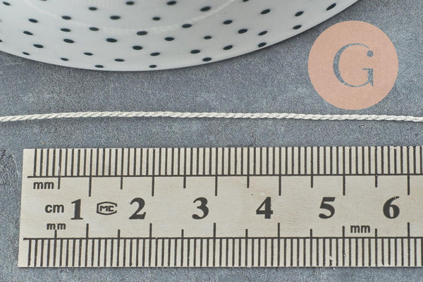 Cordon argenté, fabrication bijoux bijoux,ruban mariage,scrapbooking, largeur 1.2mm, x1 ou x5 ou x10 Mètres G3348