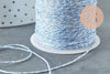 Cordon bleu argent, ruban mariage,fourniture créative, scrapbooking, largeur 0.8mm, x1 ou x5 ou x10 mètres G4795