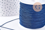 Cordon bleu marine tressé polyester 0.8mm, x1 mètre (G10675)
