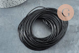 Cordon cuir naturel rouge blanc vert noir 1.5mm/2mm, x1 mètre G9802