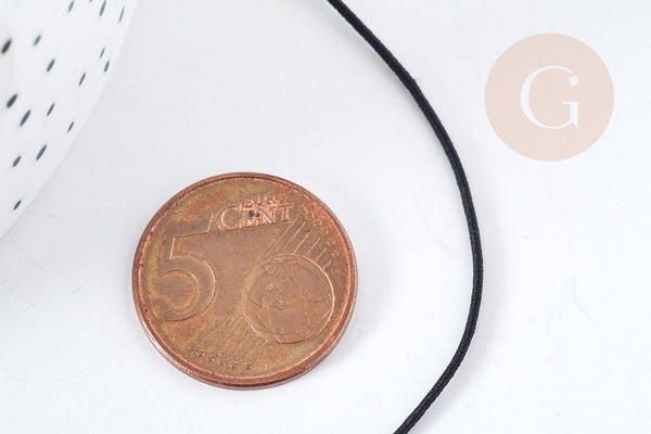 Cordon élastique Polyester rond noir 0.7mm, x 5mètres (G8312)