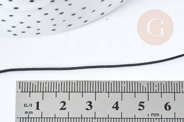 Cordon élastique Polyester rond noir 0.7mm, x 5mètres (G8312)
