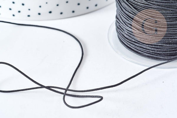 Cordon élastique Polyester rond noir 0.7mm, x 5mètres (G8312)