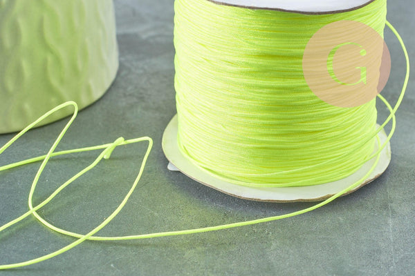 Cordon fil de jade jaune fluorescent polyester 0.6mm, x1 mètre (G9518)