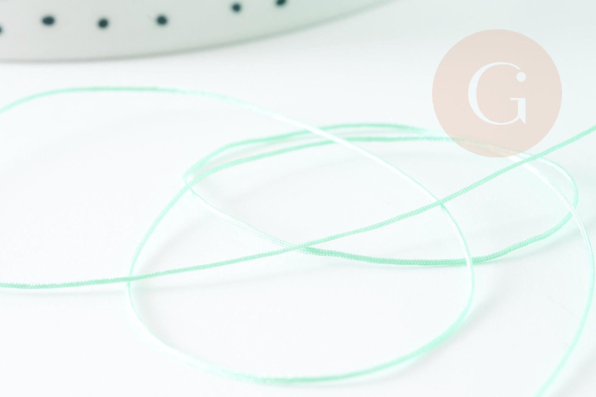 Cordon fil de jade vert clair polyester 0.5mm, x1 mètre (G9341)