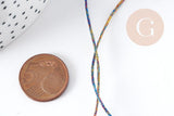 Cordon multicolore métallisé polyester 1mm, fil pour bijoux noeud coulissant, x1 mètre (G9092)