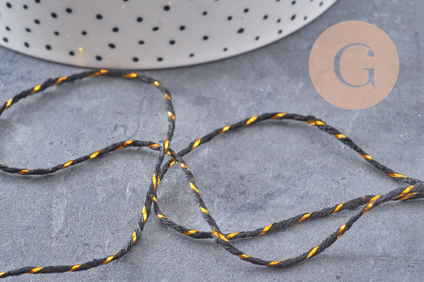 Cordon noir or, création bijoux,ruban mariage, scrapbooking,1-1.55mm, 5/10 mètres, (G2116)