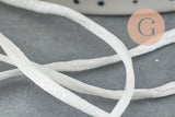 Cordon queue de rat polyester blanc 2mm, x1 ou x5 ou x10 mètres (G1105)