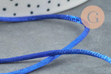 Cordon queue de rat satin bleu roi,cordon brillant, cordon satiné, cordon Bijou, lacet bleu,2mm, x 5mètres G1094