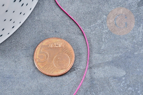 Cordon rose fuchsia tressé polyester 0.6mm, cordon fil de jade pour bijoux, x1 mètre G8454