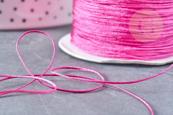 Cordon rose fuchsia tressé polyester 0.6mm, cordon fil de jade pour bijoux, x1 mètre G8454