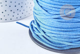 Cordon suédé bleu imitation cuir 3-4mm, x1 mètre (G8302)