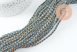 Cordon tressé bleu beige turquoise 2mm, x1 mètre (G10003)