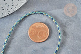 Cordon tressé bleu marine turquoise fil doré 1.5mm-2mm,cordon multicolore scrapbooking, x1 mètre G8122