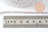 Cordon tressé turquoise beige rose fluo 2mm, x1 mètre (G9883)