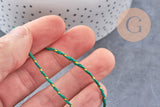 Cordon vert or, fabrication bijoux, création bijoux,ruban mariage,fourniture créative, scrapbooking,1-1.55mm, bobine 100 mètres (G2147)