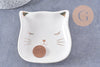 Coupelle présentoir à bijoux tête de chat porcelaine blanche et or 85mm, x1 (G10330)