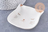 Coupelle présentoir à bijoux tête de chat porcelaine blanche et or 85mm, x1 (G10330)