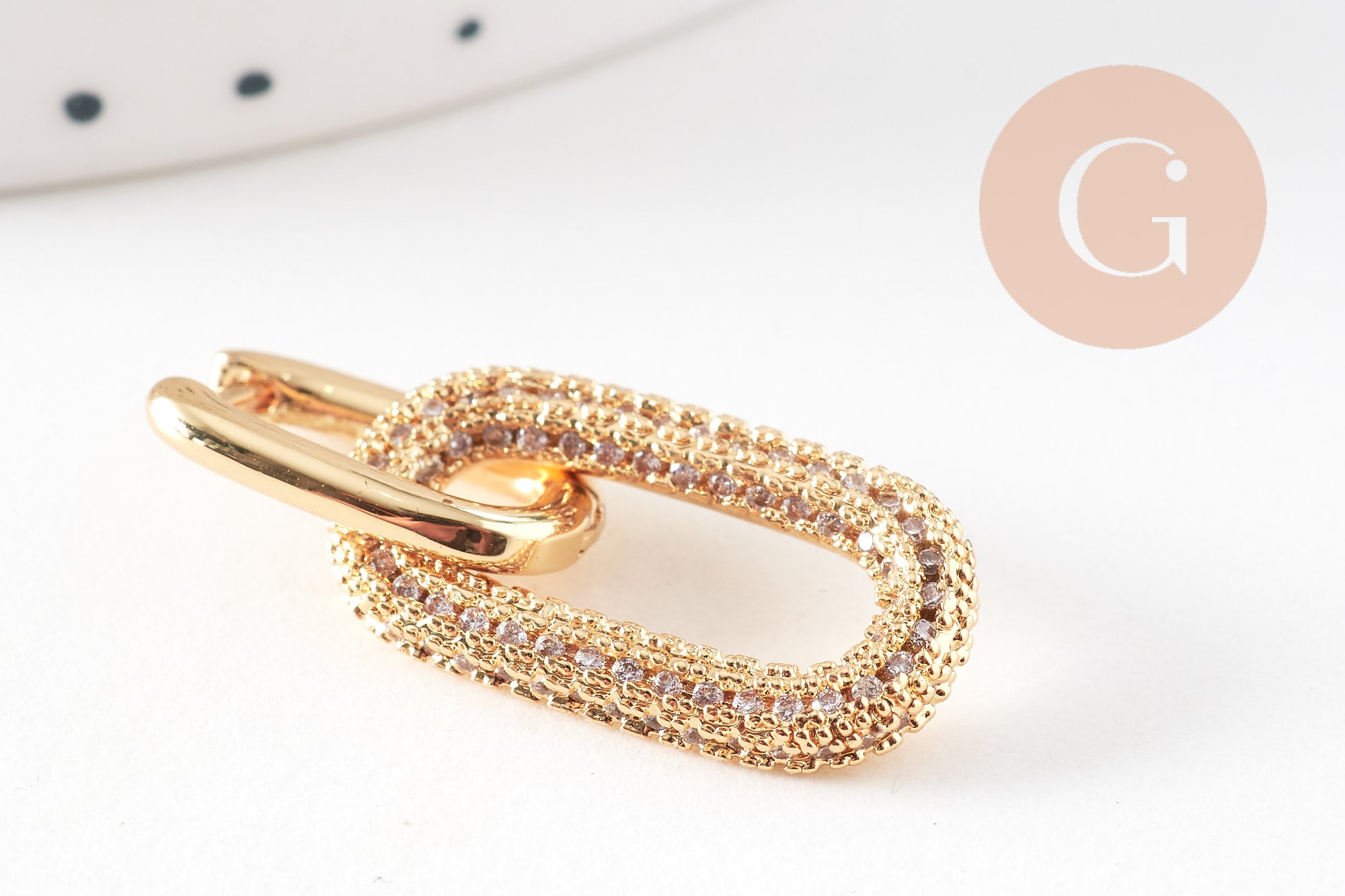 Créole longue laiton doré 16k zircon cristal multicolore bijoux doré, cadeau anniversaire,boucles cristal, 31mm, la paire (G2872)