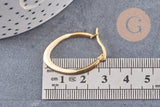 Créole ovale acier doré émail blanc,boucles acier doré inoxydable,30x20mm la paire (G4200)