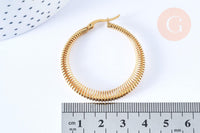 Créoles acier doré 23.5mm, bijoux doré,cadeau anniversaire, oreille percée,sans nickel, boucles acier, la paire (G6640)