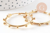 Créoles acier doré boules, bijoux doré,oreille percée,sans nickel, boucles acier, 42.5mm la paire (G4215)