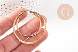 Créoles double acier inoxydable 304 doré 46mm, la paire (G1311)