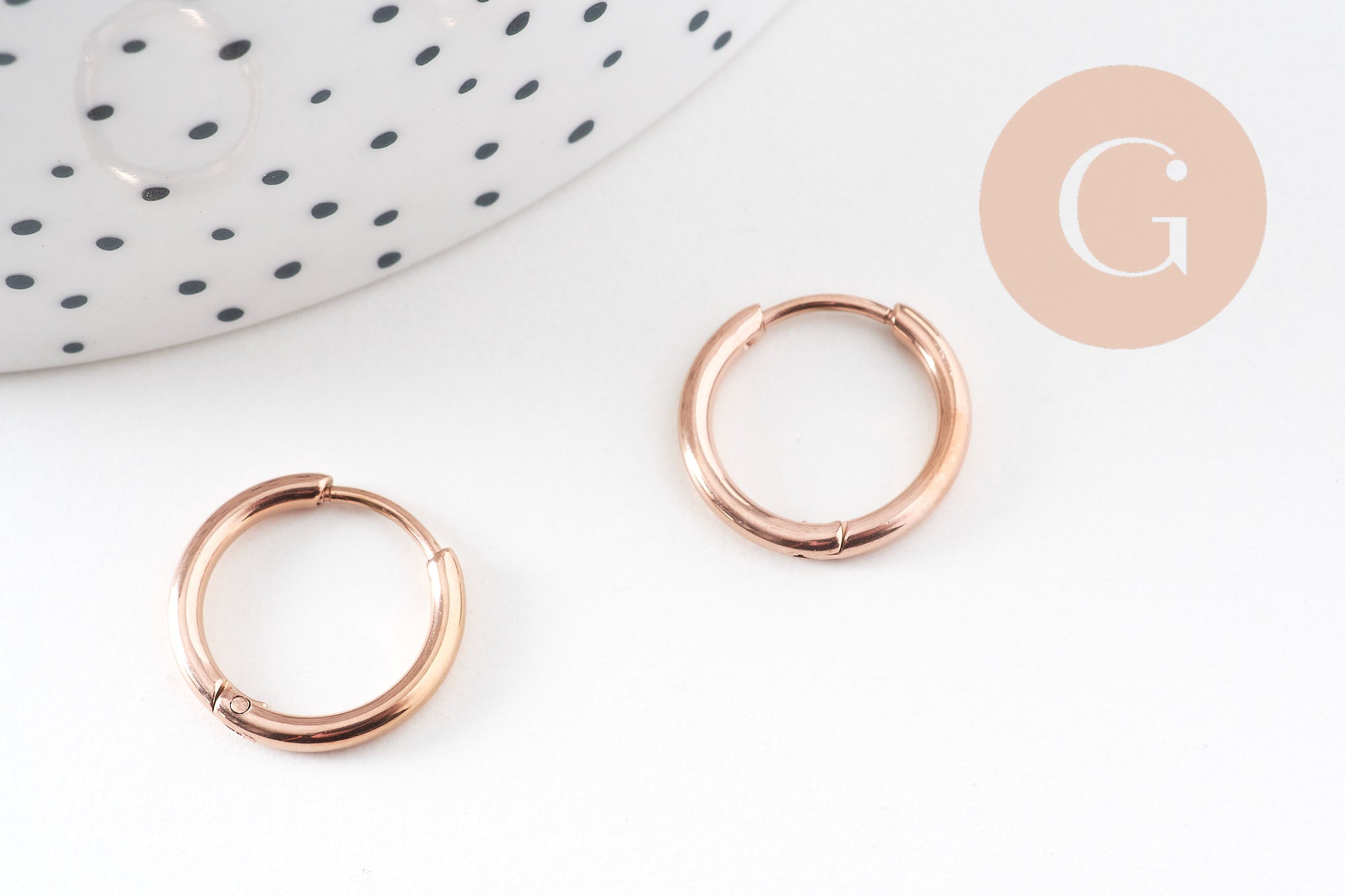 Créoles fine acier 316 inoxydable or rose IP 17mm, x1 paire (G10895)
