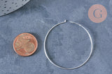 Boucles créoles fine argent massif 925 40mm, x2 (G8861)