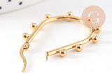 Créoles goutte acier doré boules, oreille percée,sans nickel, boucles acier, 36.2mm la paire, (G4202)