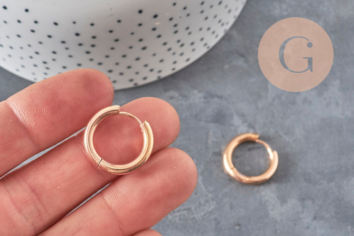 Créoles interchangeable acier 316 inoxydable or rose IP 20mm, la paire (G11362)-Boucles d'oreilles-Gingerlily Perles
