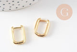 Créoles laiton doré 18k forme U 17.5mm, la paire (G3614)