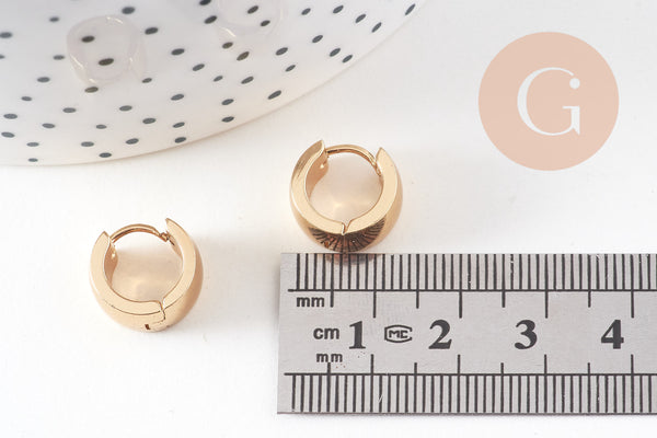 Créoles large acier doré 18k, bijoux doré,17.5mm, la paire (G4260)