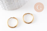 Créoles minimalistes acier 304 inoxydable doré IP 19mm, la paire (G9989)
