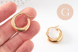 Créoles minimalistes acier doré, bijoux doré, boucles,sans nickel,boucles acier, 23mm, la paire, (G2012)