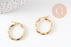 Créoles torsadées acier doré, bijoux doré, oreille percée,sans nickel, boucles acier, 25mm, la paire (G2402)