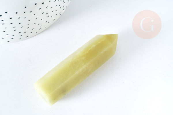 EP A RENOUVELER-Pointe jade jaune citron naturelle 70-80mm, pierre naturelle séance lithothérapie, la pièce G8409