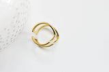 EP-Bague chevron acier doré minimaliste 16mm, x1 (G3326)