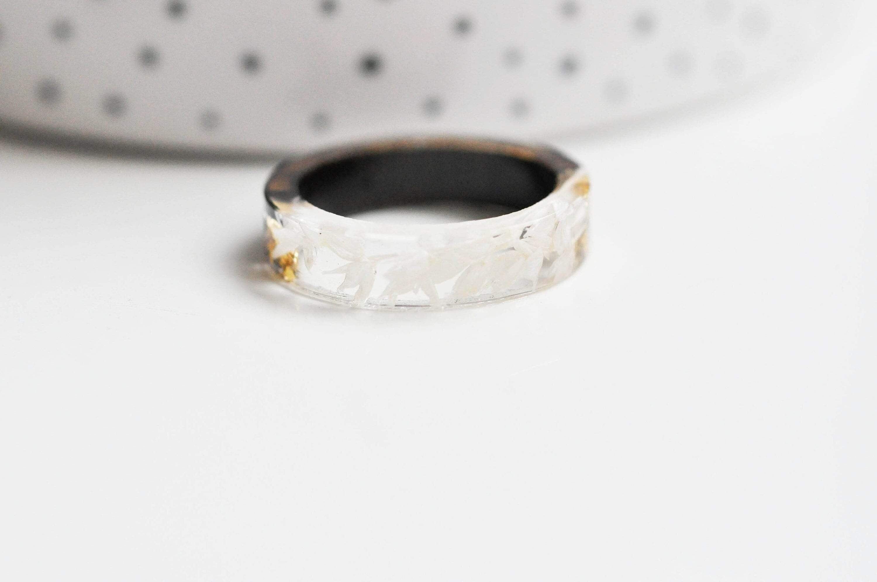 EP-Bague ébène bois résine feuille d'or 19mm, x1 (G4646)