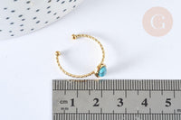 Bague fine réglable pierre turquoise acier doré inoxydable Taille 54, x1 (G7029)