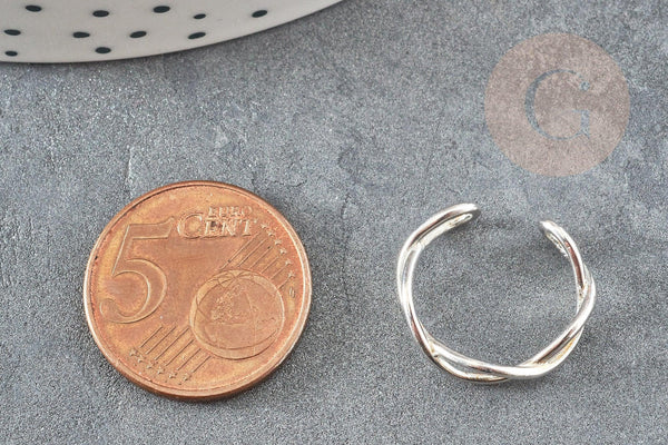 EP-Bague réglable croisée argent 925 massif 20mm, x1 (G9137)