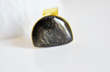 EP Bague réglable dorée labradorite 18mm, x1